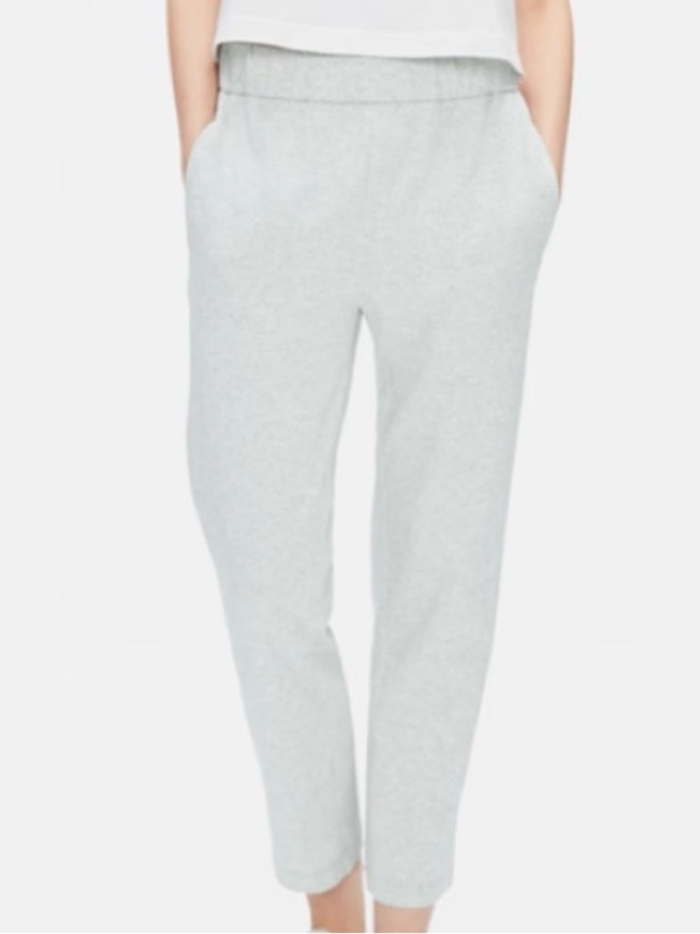 Eileen Fisher Organic Cotton Speckle Knit Ankle Pant Gray Women’s Size Medium